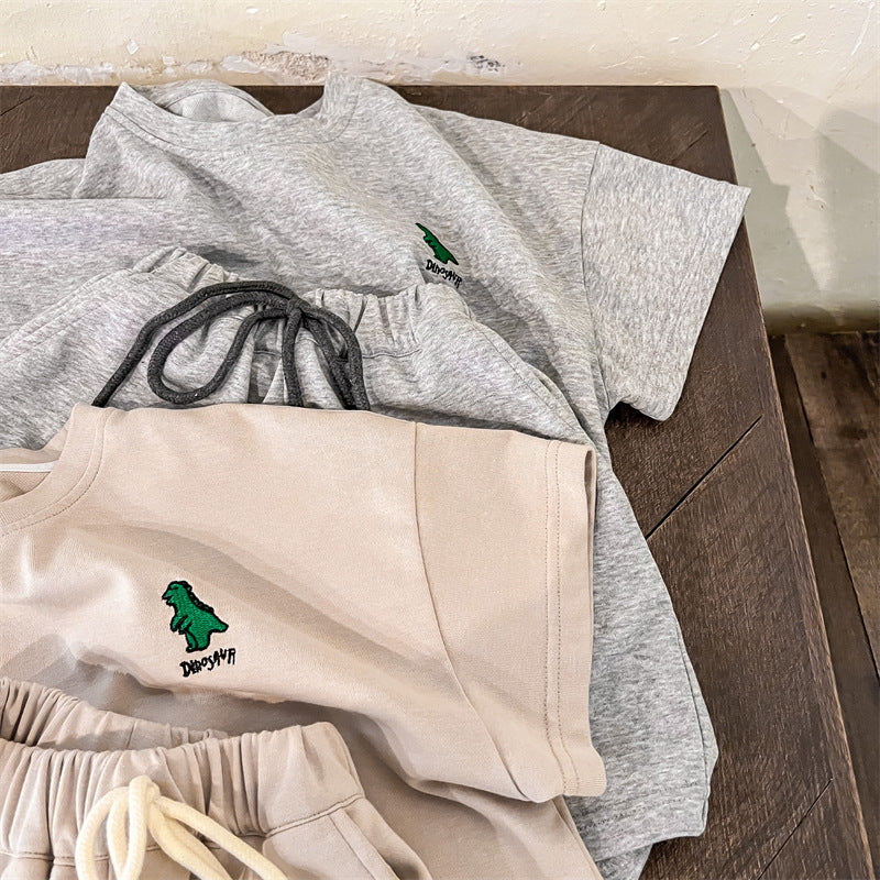 Kids Dinosaur One-Point Short-Sleeve T-Shirt & Shorts Set [mh0000881]