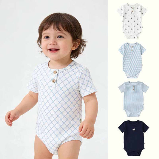 Nautical Casual One-piece Yacht Stripe Short-Sleeve Romper [mh0012769]