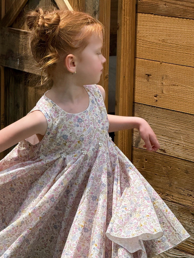 Vintage Floral Sleeveless Dress フローラル ノースリーブワンピース【mh0013241】