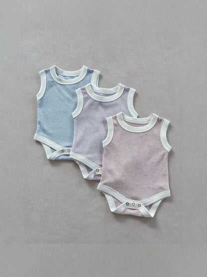 Sleeveless Piping Newborn Baby Romper [mh0013282]