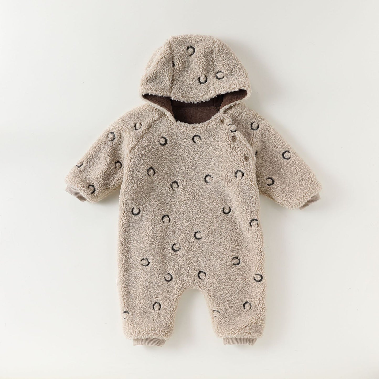 アウタージャンプスーツ 月星 ムーンスター刺繍 ボア 厚手 フード付【mh0011705】