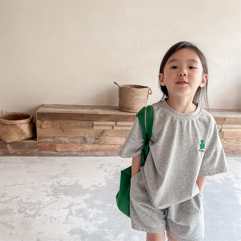 Kids Dinosaur One-Point Short-Sleeve T-Shirt & Shorts Set [mh0000881]