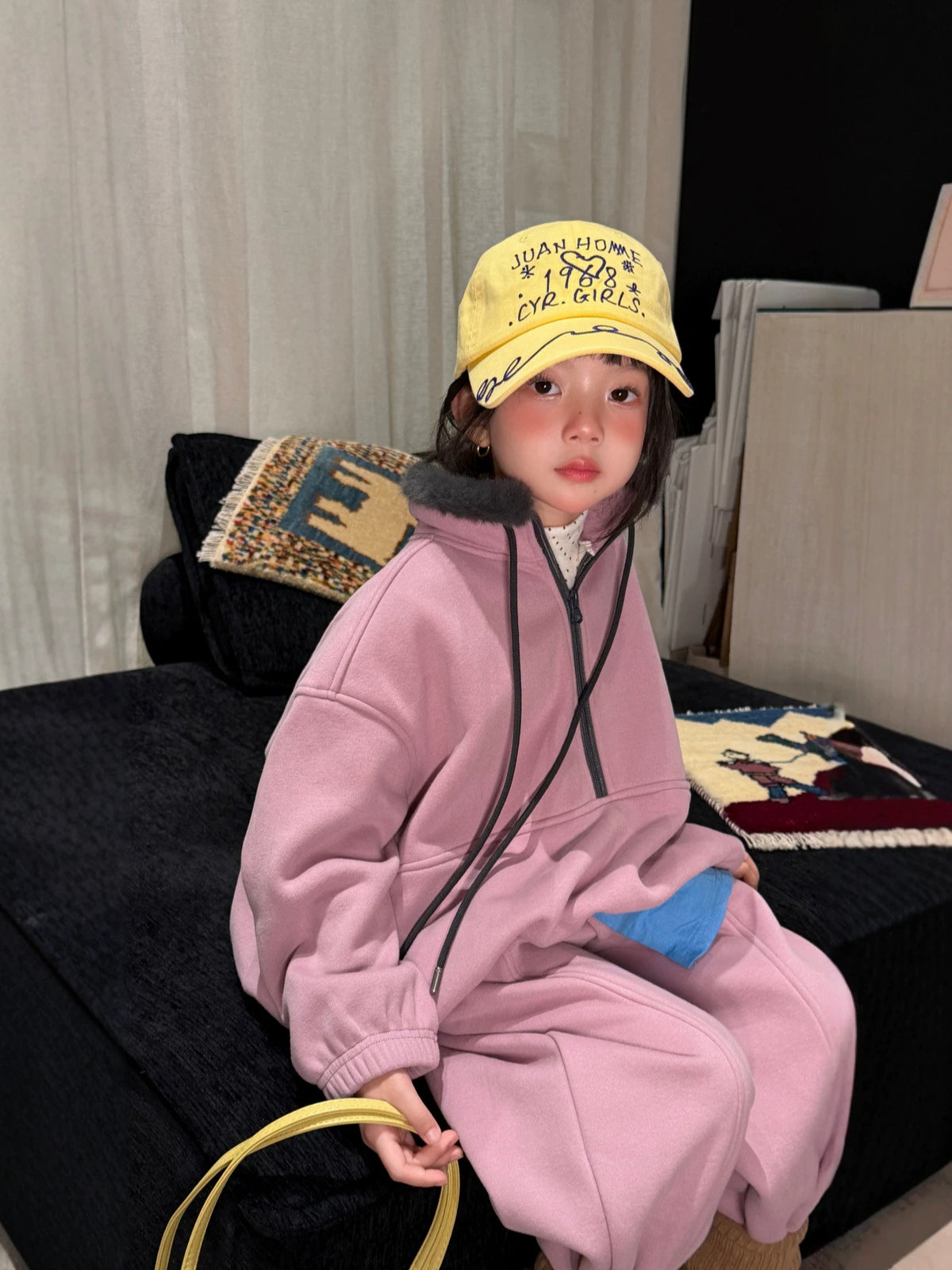 Children's Set 2026 Winter Girls' Fur Collar Patchwork Fleece-Lined Two-Piece Set, Loose Casual Style by Mo Xiao Meng【mh0014696】