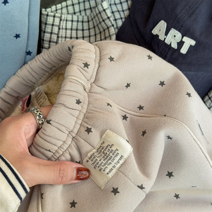 裏ボアスウェットパンツ 星スタープリント 暖パン ジャージ【mh0011907】