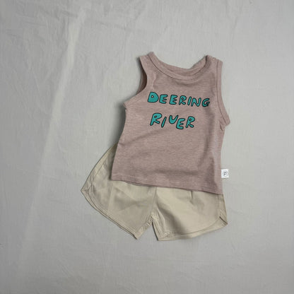 -ベビー セットアップ レターロゴ プリント タンクトップ ショートパンツ 3カラー ボーイズ【mh0002262】 - mamahalo shop - ノースリーブセットアップ -  べビー服 - 子供服 - 男の子 - 女の子