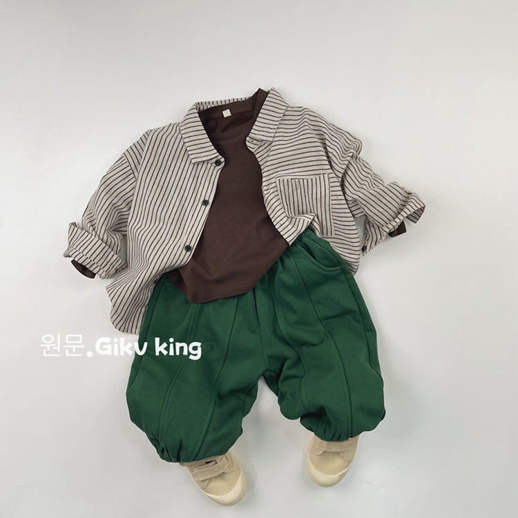 Kids Plain Tucked Loose Easy Pants [mh0013931]