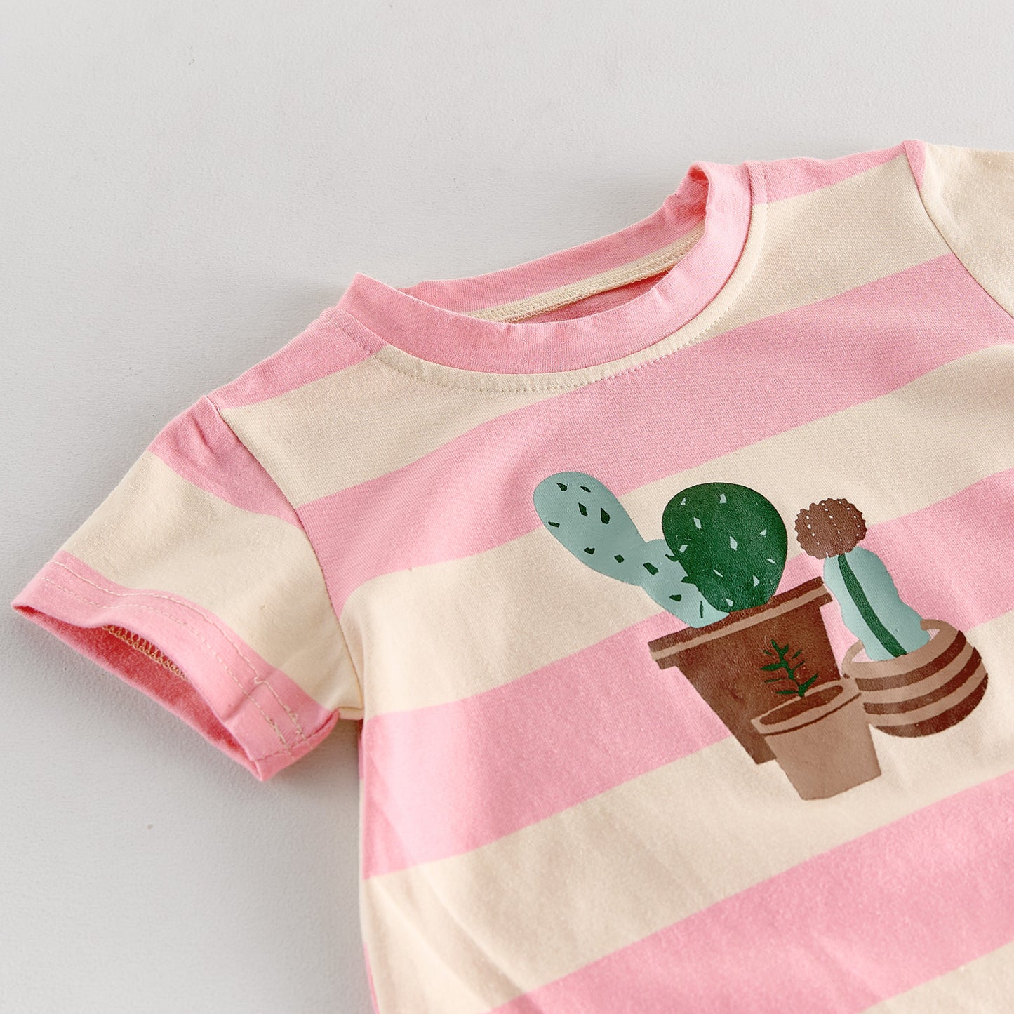 Baby Striped Cactus Print Short-Sleeve Romper [mh0013844]