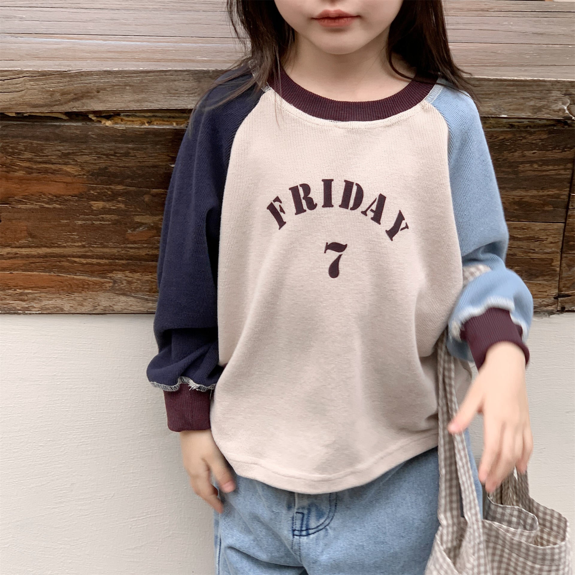 -ロゴプリント長袖スウェット ラグランTシャツ【mh0010812】 - mamahalo shop - 長袖Tシャツ -  べビー服 - 子供服 - 男の子 - 女の子