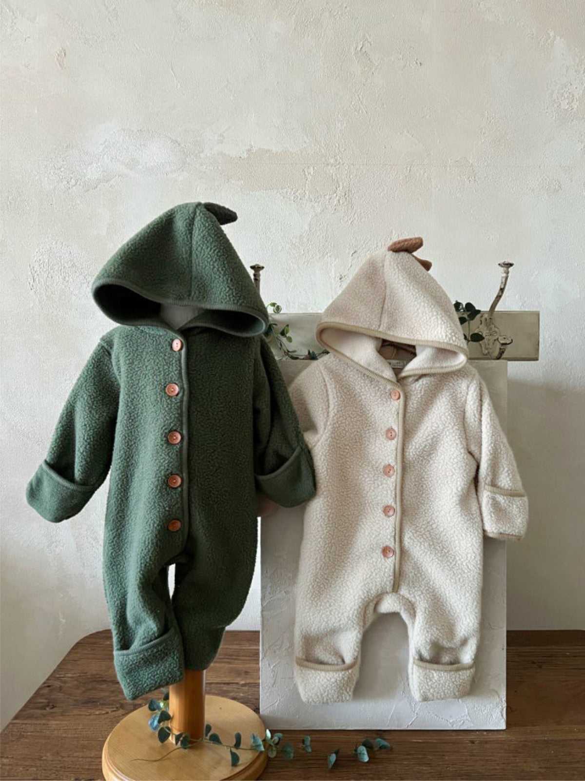 長袖ジャンプスーツ 恐竜 ダイナソーフーディ フリース カバーオール【mh0011859】