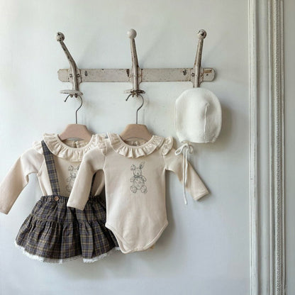 Rabbit Print Ruffle Romper うさぎ プリント ロンパース【mh0012502】