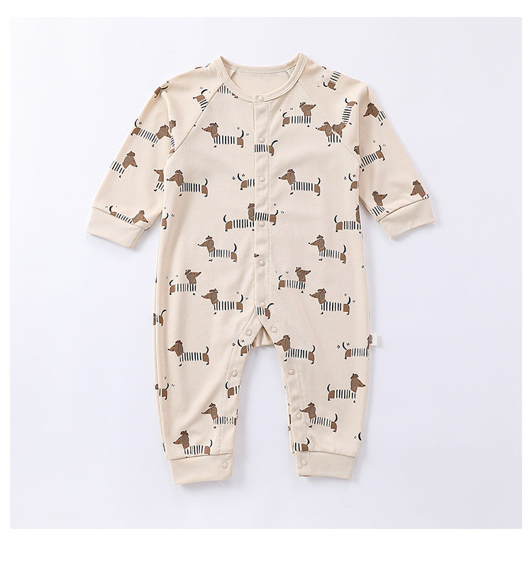 -ムーン/ドッグプリント長袖ロンパース【mh0010752】 - mamahalo shop - 長袖ロンパース -  べビー服 - 子供服 - 男の子 - 女の子