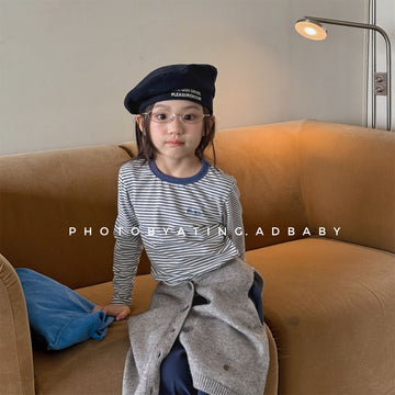 Kids' Border Crew Neck Color Block Embroidered Long Sleeve T-Shirt [mh0014052]