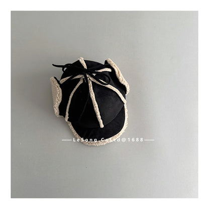 キッズ帽子 フェイクムートン フェイクスウェード スエード 耳当て付き パイロットキャップ【mh0011834】