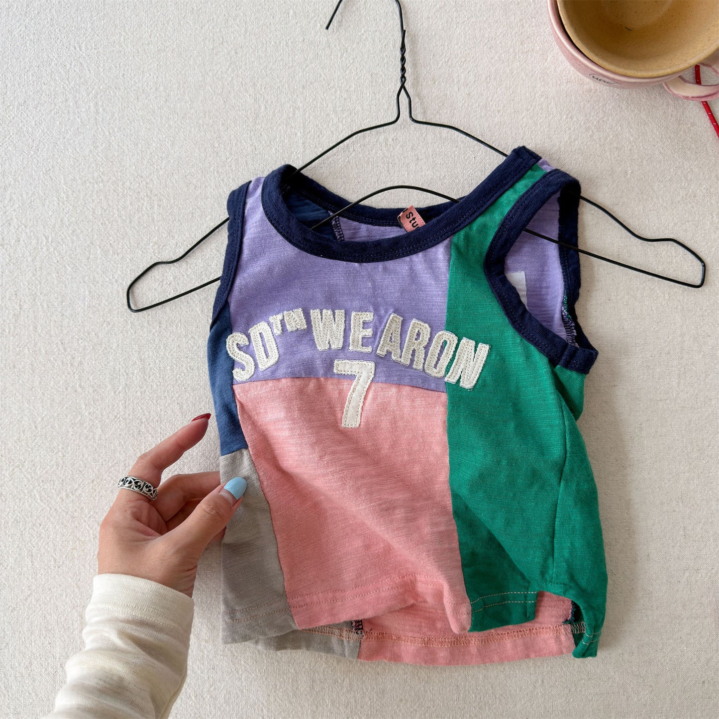 Sleeveless Slub Cotton Tank Top ブロックチェック タンクトップ【mh0013449】