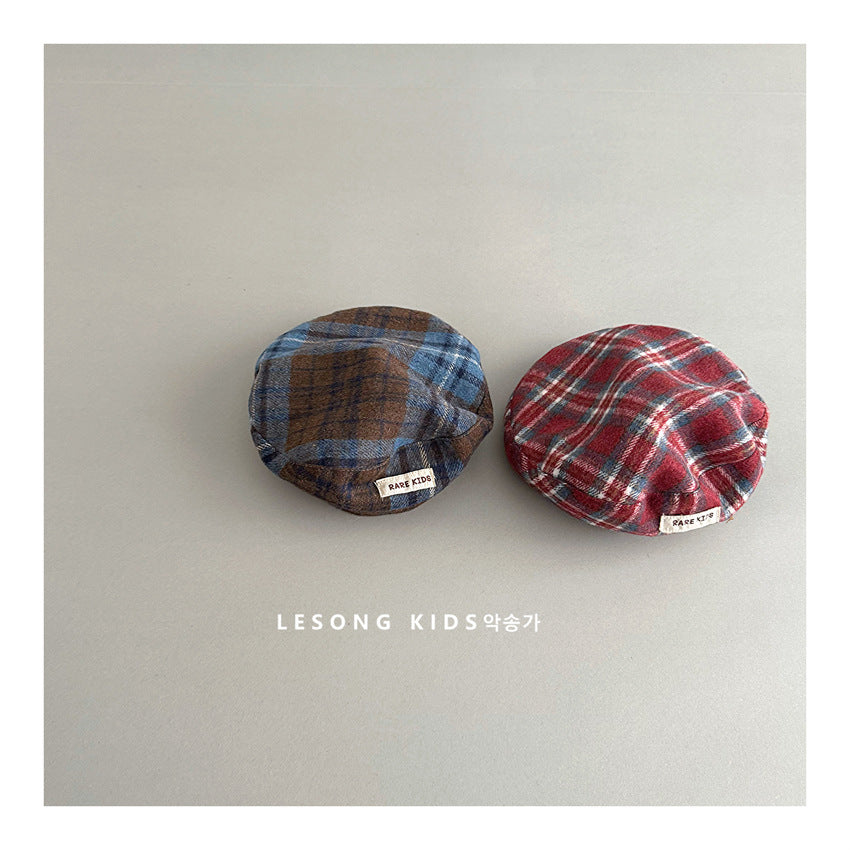 キッズ帽子 チェック ベレー帽 キャスケット【mh0011841】