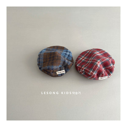 キッズ帽子 チェック ベレー帽 キャスケット【mh0011841】
