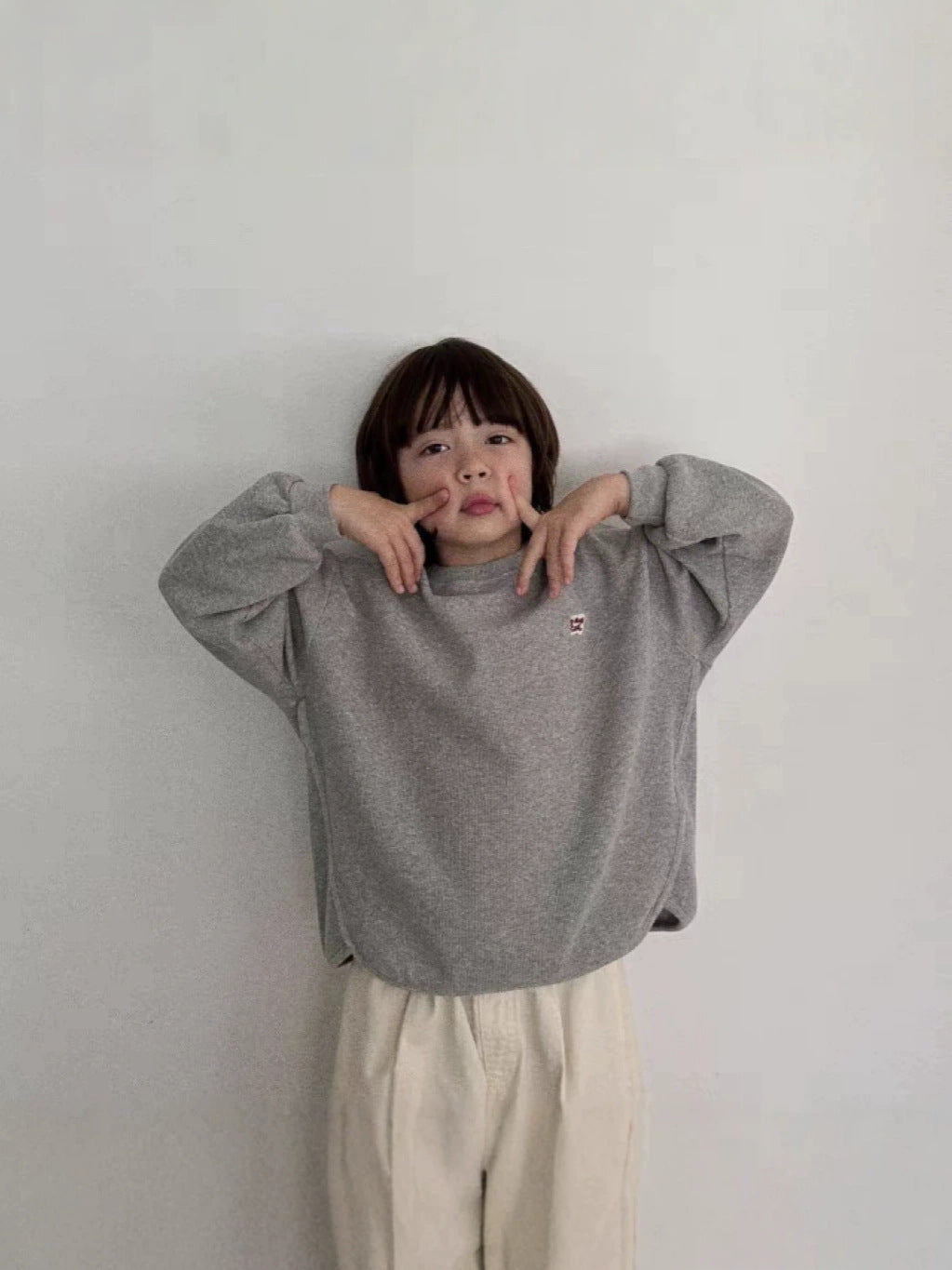 Sudadera de manga larga con logotipo para bebé y niño, tejido waffle【mh0014629】