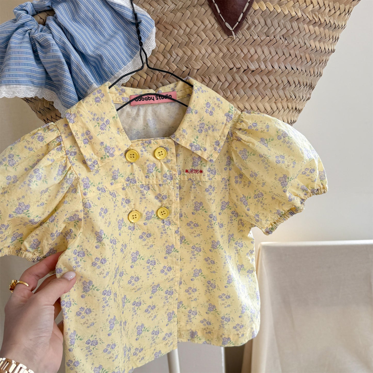 Puff Sleeve Floral Cotton Shirt パフスリーブ フラワー コットン シャツ【mh0012656】