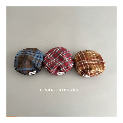 キッズ帽子 チェック ベレー帽 キャスケット【mh0011841】