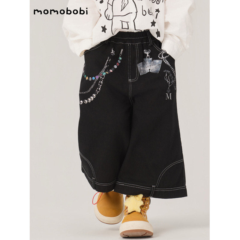 Checkered Patchwork Tee Denim ギンガムロゴ 半袖Tシャツ デニムハーフパンツ【mh0012992】