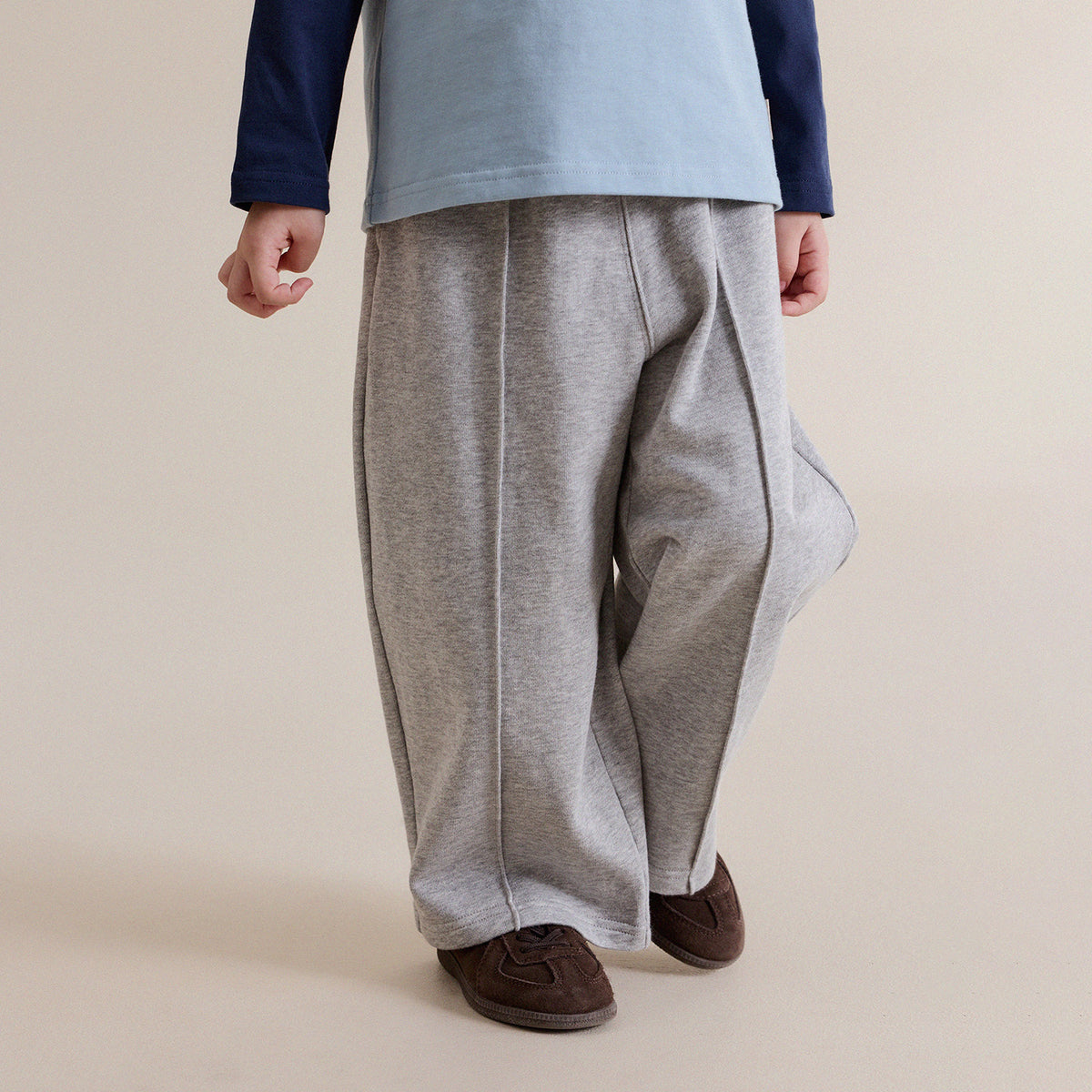 Pantalones largos de chándal rectos con pinzas delanteras centrales para niños y jóvenes [mh0014247]