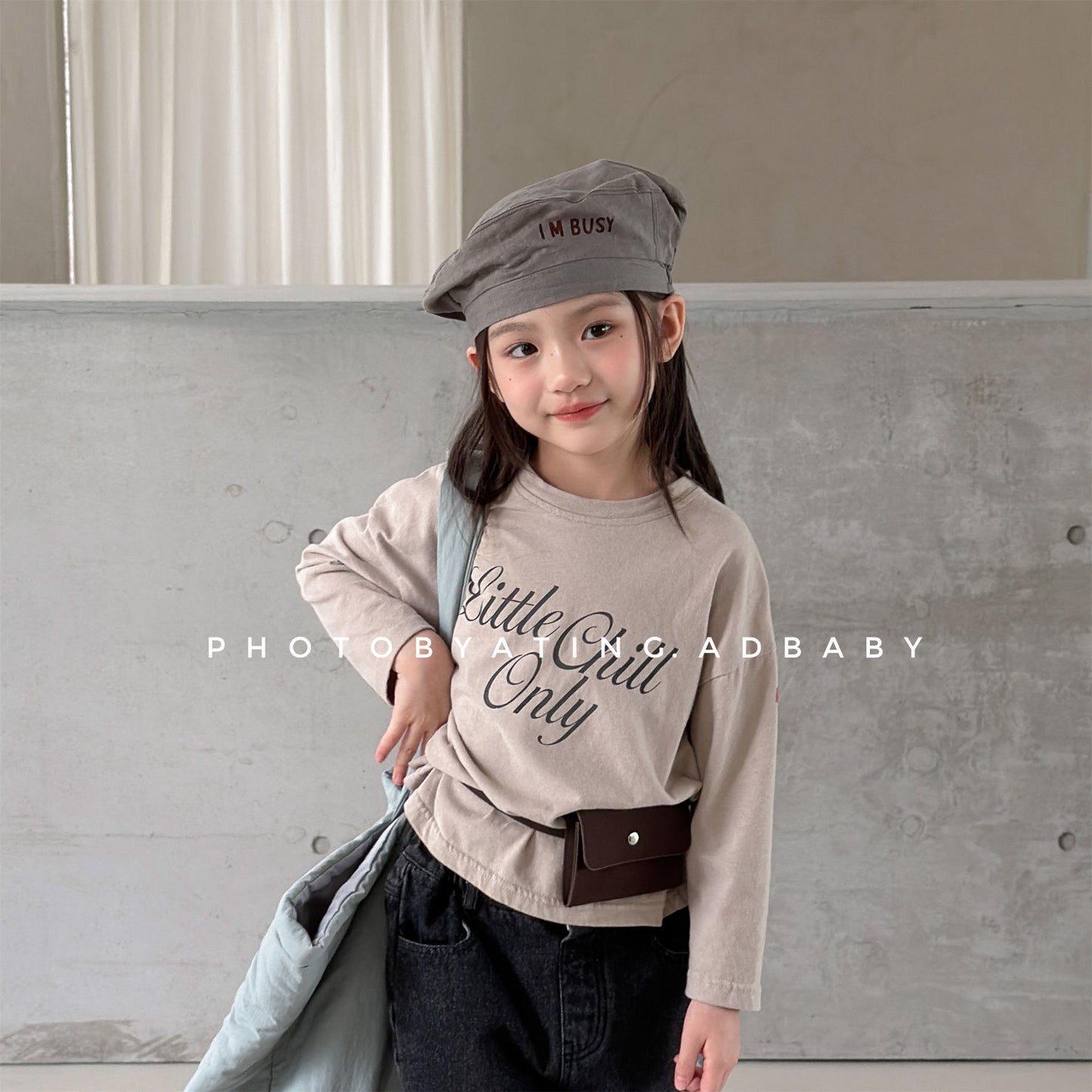 キッズ 英字プリント ルーズ 長袖Tシャツ【mh0014050】