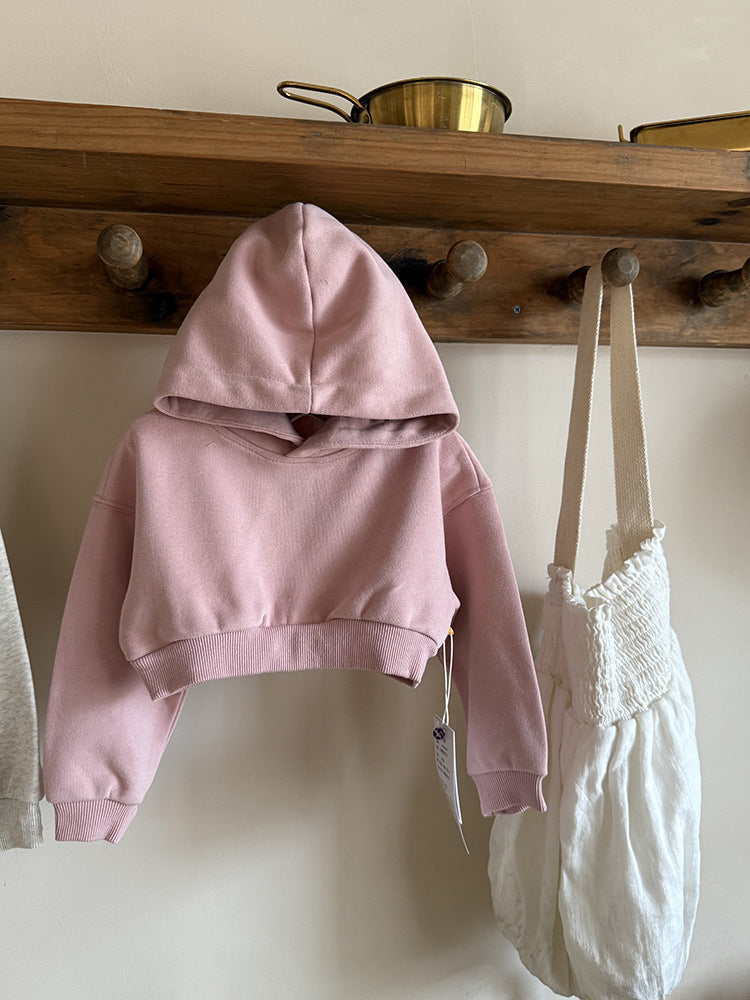 -クロップド丈パーカー 刺繍ロゴ入りフーディー ショートスウェット【mh0011053】 - mamahalo shop - カーディガン・パーカー -  べビー服 - 子供服 - 男の子 - 女の子