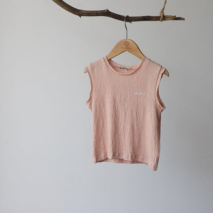 Paris Embroidered Textured Cotton Vest 刺繍 ノースリーブTシャツ【mh0012628】