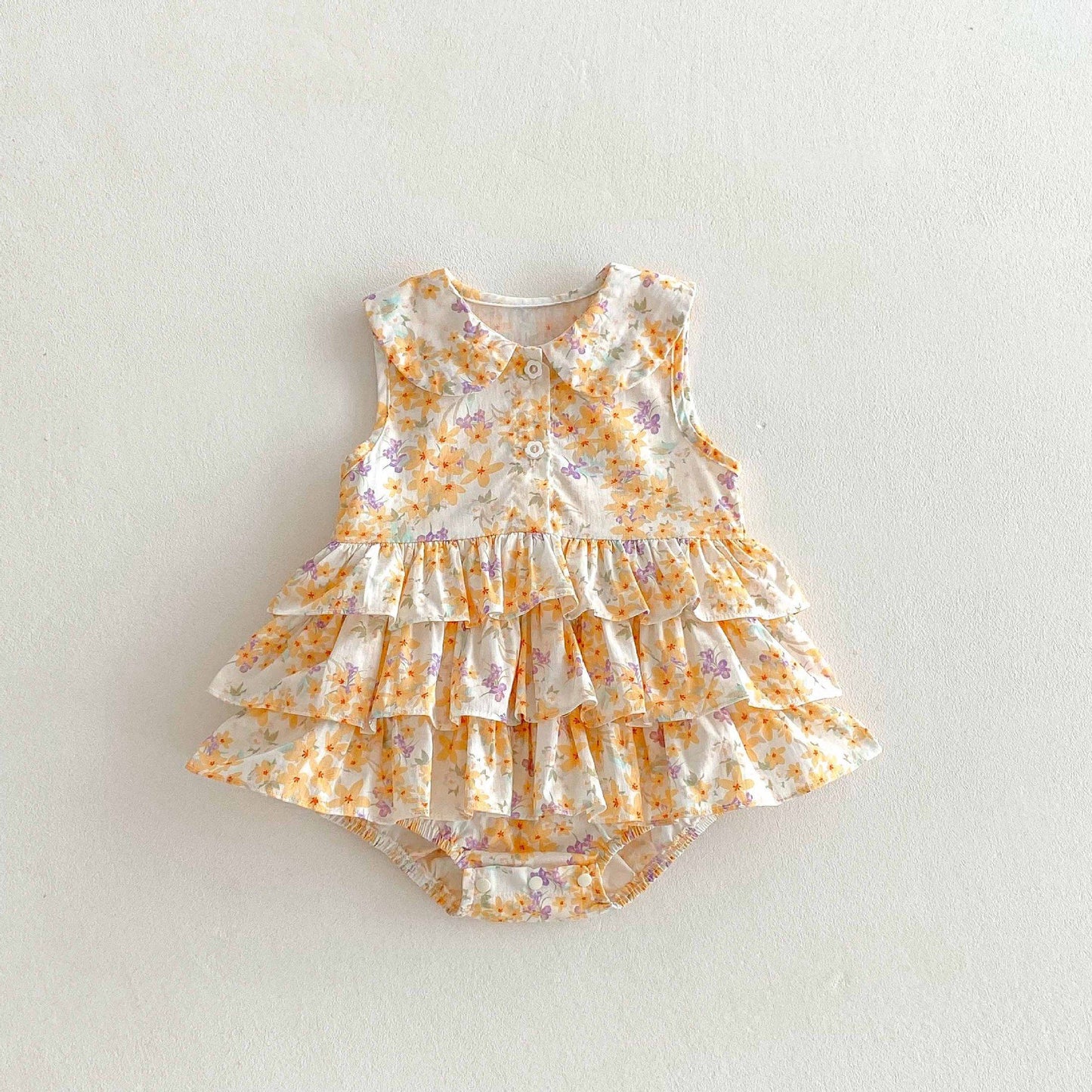 Floral Tiered Ruffle Sleeveless Romper 小花柄 ノースリーブロンパース【mh0013439】