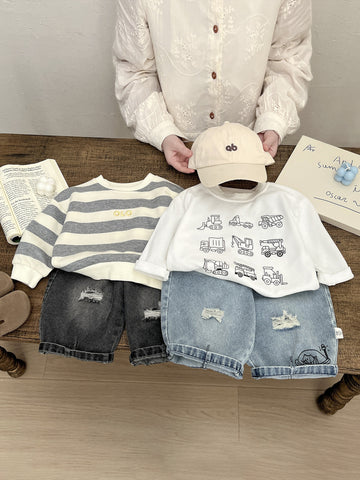 Baby Kids Distressed Loose Wide Leg Denim Pants [mh0013997]