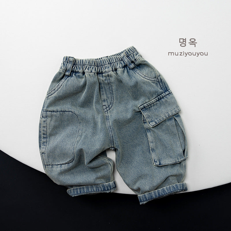 -ルーズデニムカーゴハーフパンツ【mh0010860】 - mamahalo shop - デニムパンツ -  べビー服 - 子供服 - 男の子 - 女の子