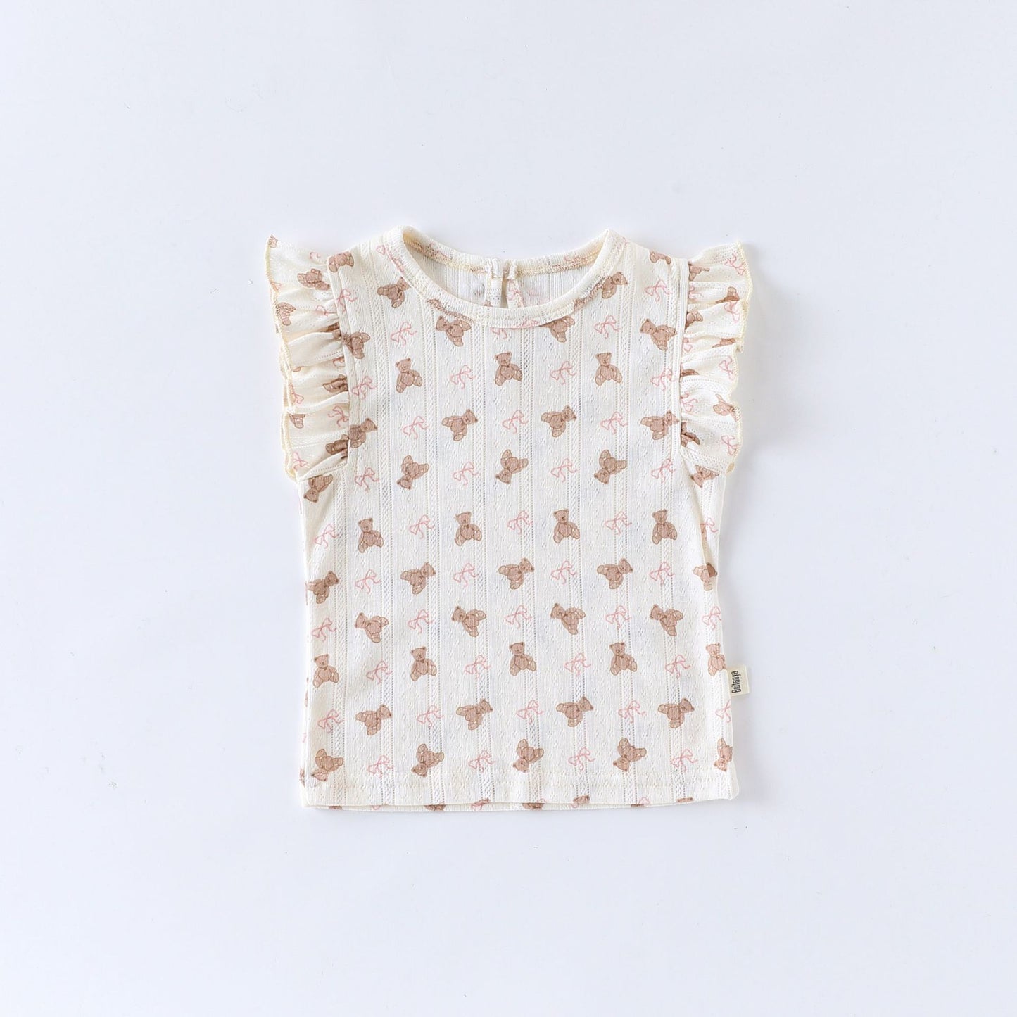 Sleeveless Animal Print Ruffle Separates アニマル フレンチスリーブTシャツ ショートパンツ ロンパース【mh0013587】