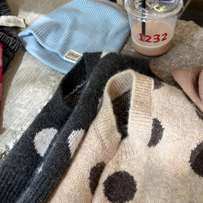 ニットベスト コインドット 水玉 前あき【mh0011922】