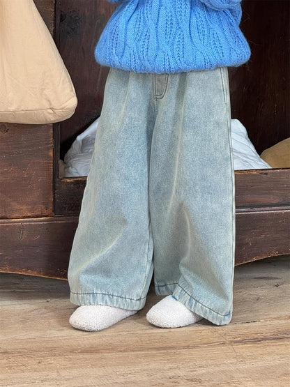 デニムパンツ ルーズワイド 裏フリース 暖パン ジーンズ【mh0011767】