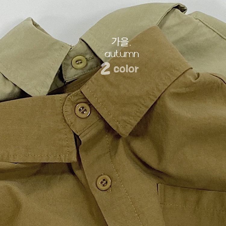 Camisa de manga larga holgada con bolsillos para niños【mh0013927】