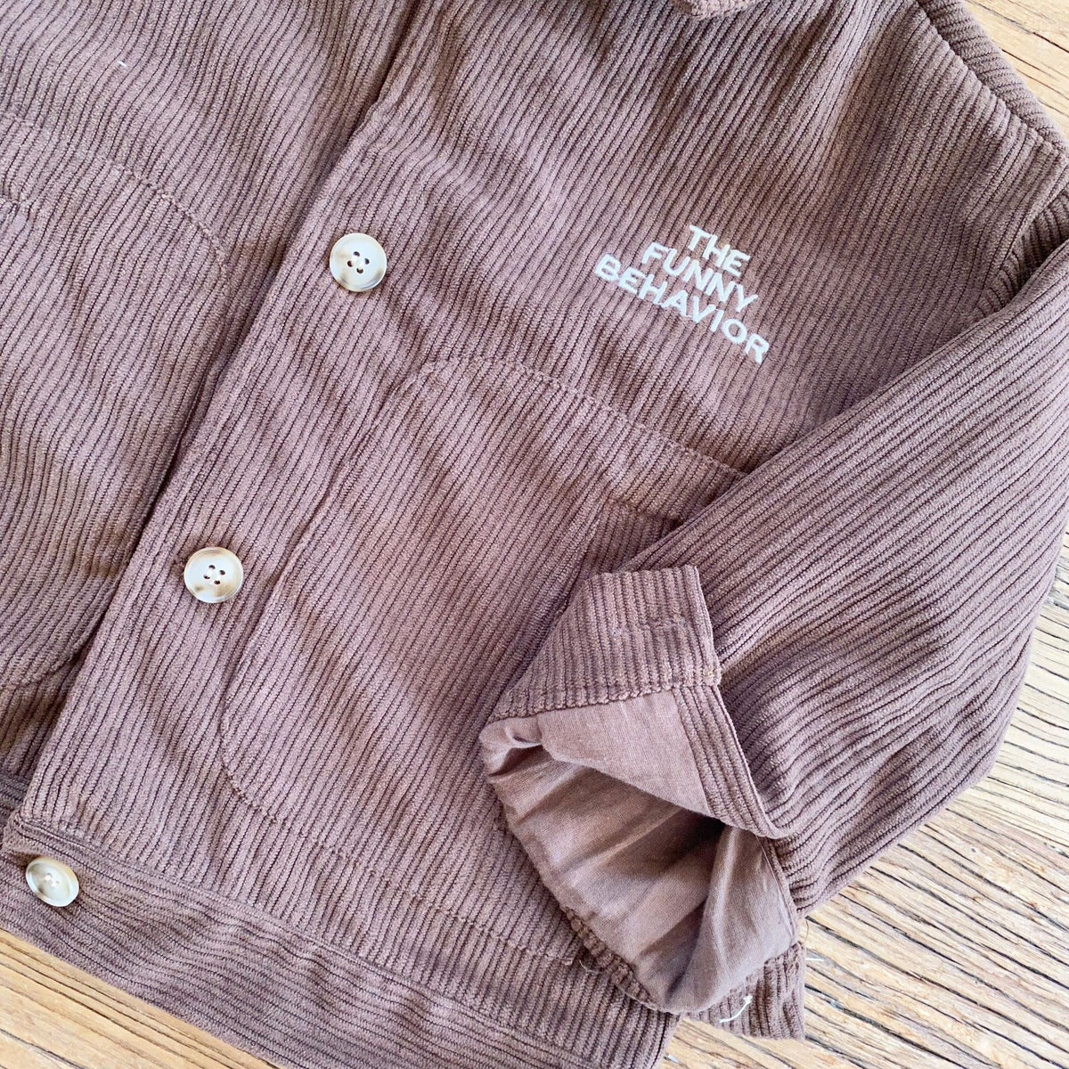 キッズ ジュニア コーデュロイ 刺繍 ルーズ 襟付き ジャケット【mh0006432】