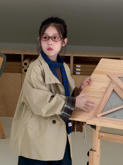 -無地ロング丈トレンチコートジャケット 襟付きカジュアルアウター【mh0010782】 - mamahalo shop - ショートコート・ジャケット・ジャンパー -  べビー服 - 子供服 - 男の子 - 女の子