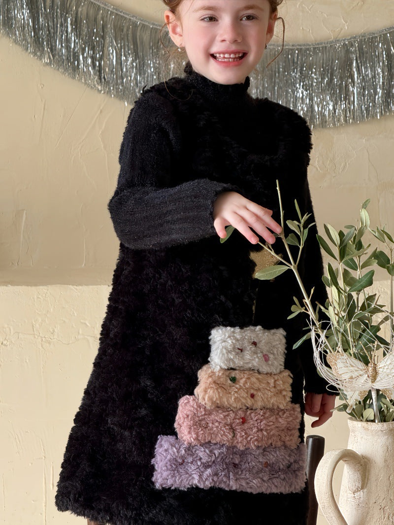 ノースリーブワンピース ファーフリース バースデーケーキモチーフ【mh0011890】