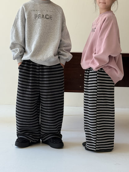 -ボーダーワイドパンツ ゆったりストレートスウェットパンツ【mh0010774】 - mamahalo shop - ロングパンツ・スウェットパンツ -  べビー服 - 子供服 - 男の子 - 女の子