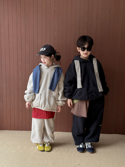 セットアップ キッズ 裏起毛 ボア 厚手 プルオーバー フード付 カジュアル【mh0011662】