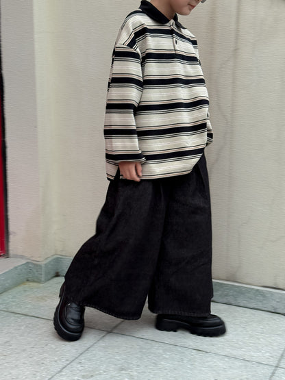 ワイドパンツ キッズ 裏起毛 厚手 ゆったり 無地 ルーズフィット カジュアル【mh0011685】