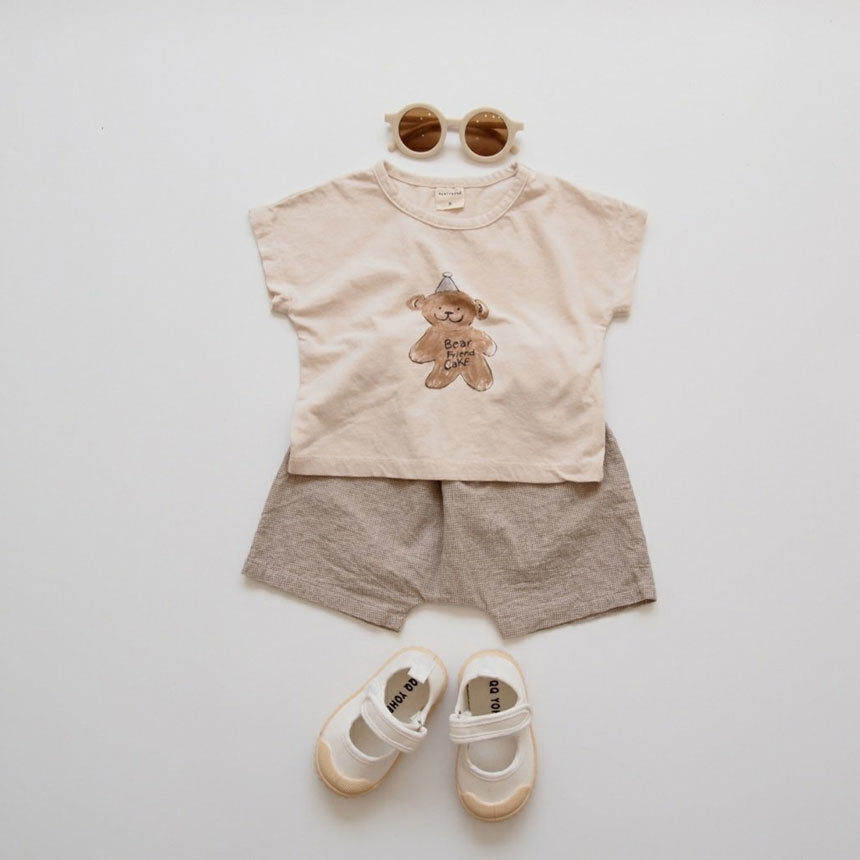 ベビー くま ベア 半袖 ルーズ Tシャツ トップス ショートパンツ【mh0001770】