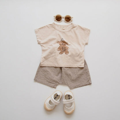 ベビー くま ベア 半袖 ルーズ Tシャツ トップス ショートパンツ【mh0001770】
