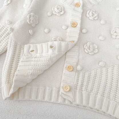-かぎ編みフラワーニットカーディガン【mh0010846】 - mamahalo shop - カーディガン・パーカー -  べビー服 - 子供服 - 男の子 - 女の子