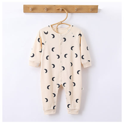 -ムーン/ドッグプリント長袖ロンパース【mh0010752】 - mamahalo shop - 長袖ロンパース -  べビー服 - 子供服 - 男の子 - 女の子