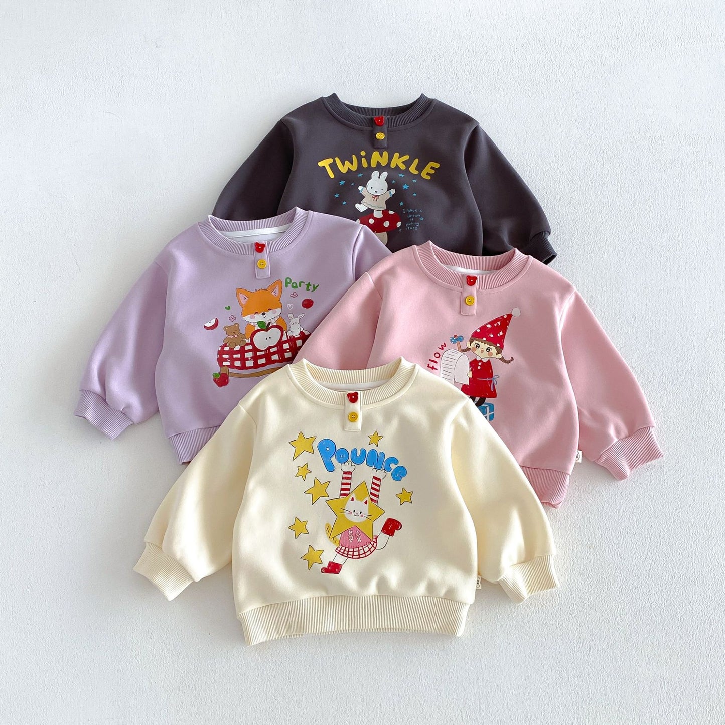 Sudadera de manga larga con estampado de personajes infantiles 【mh0014030】