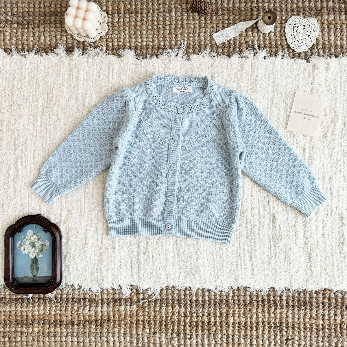 キッズ フラワー 刺繍 ニット カーディガン【mh0014612】