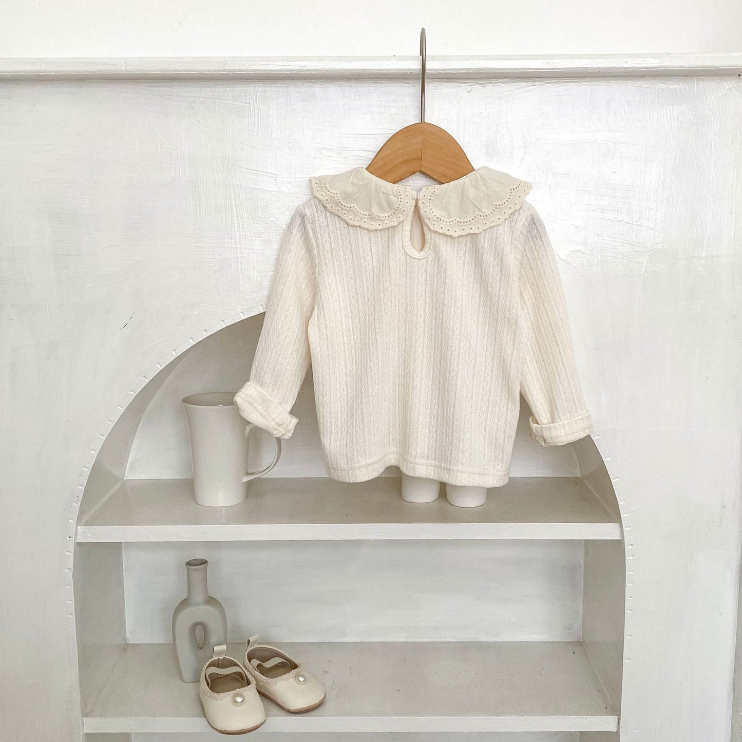 -ビッグフリルレース襟長袖Tシャツ【mh0010855】 - mamahalo shop - 長袖Tシャツ -  べビー服 - 子供服 - 男の子 - 女の子