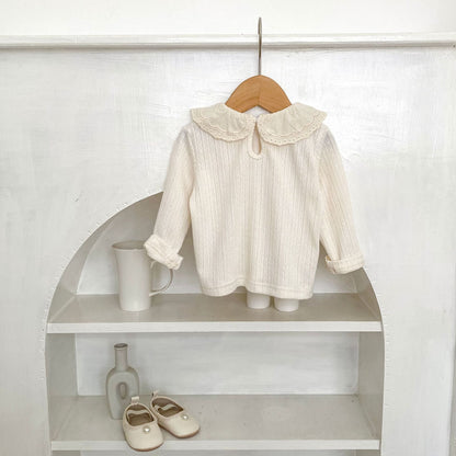 -ビッグフリルレース襟長袖Tシャツ【mh0010855】 - mamahalo shop - 長袖Tシャツ -  べビー服 - 子供服 - 男の子 - 女の子