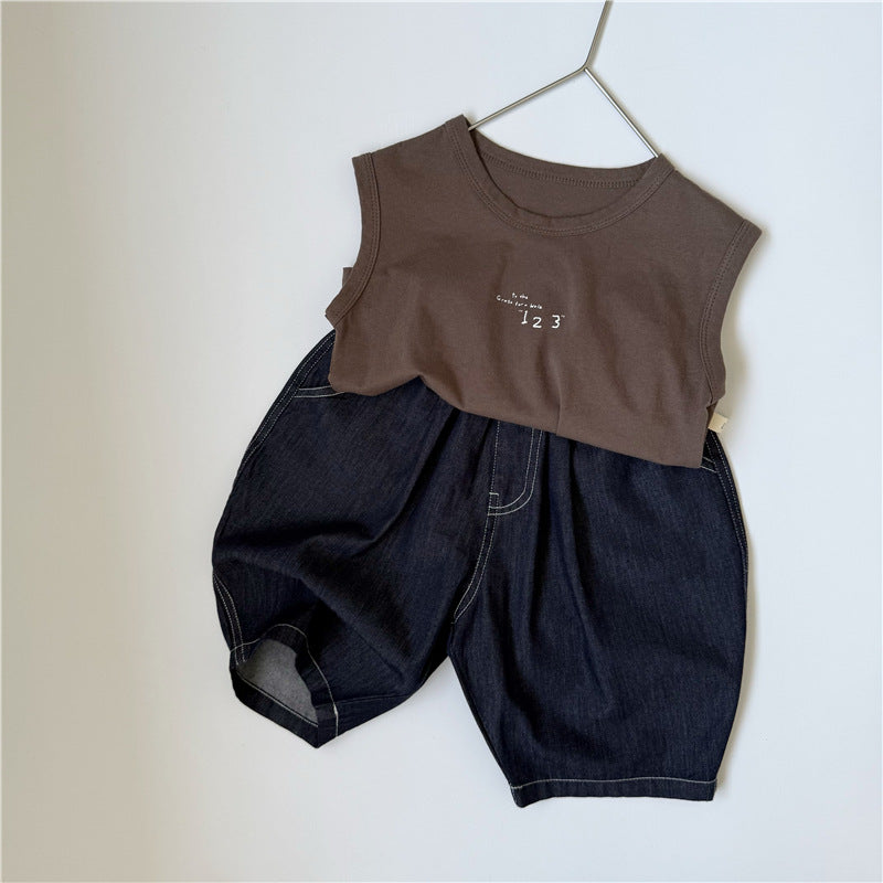 GL-kids Pantalones vaqueros estilo globo ligeros de verano estilo coreano para niños y niñas, jeans informales versátiles de estilo moderno【mh0013640】